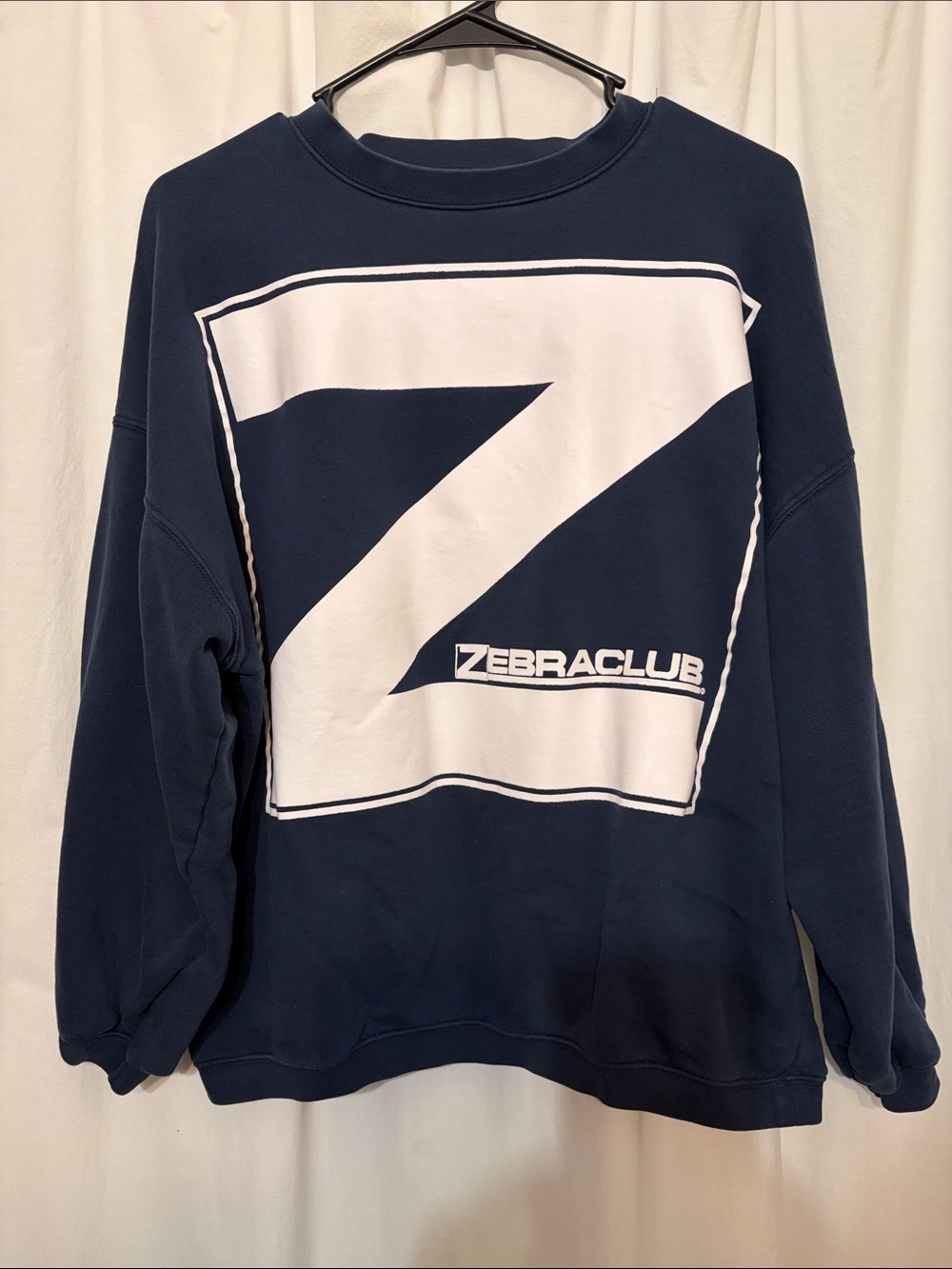 Navy Blue Graphic Crewneck Sweatshirt 80's Vintage zebra club
